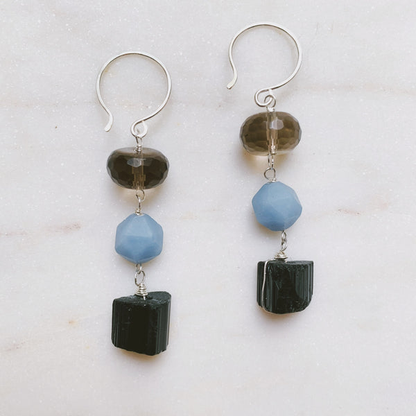 Triple Gemstone Earrings