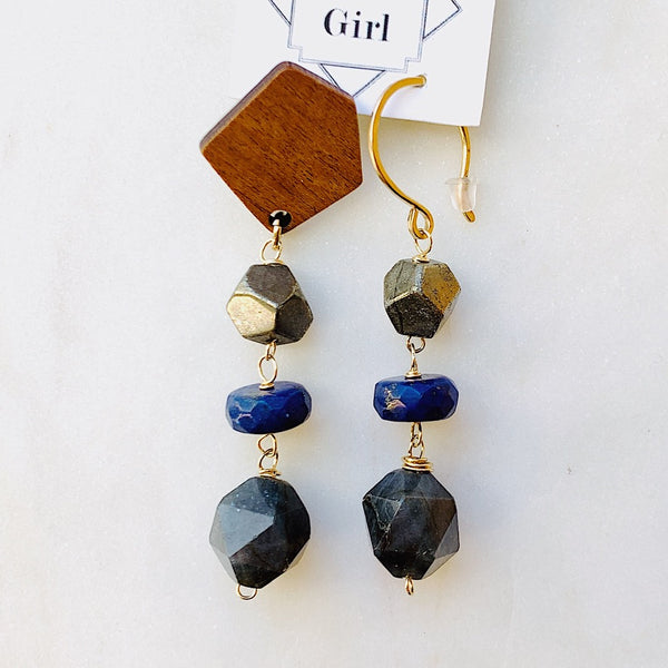 Triple Gemstone Earrings