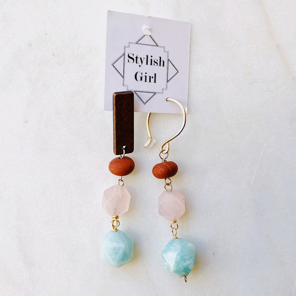 Triple Gemstone Earrings