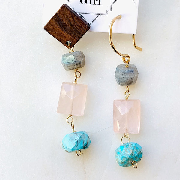 Triple Gemstone Earrings