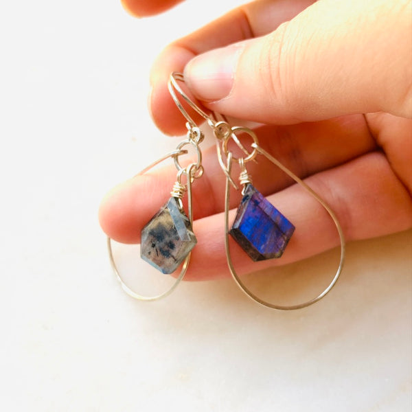 Framed Briolette Labrodorite Earrings