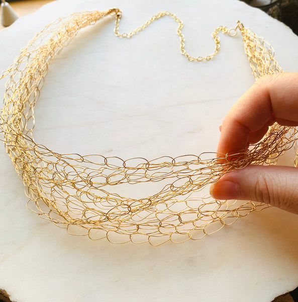 Stranded crochet necklace