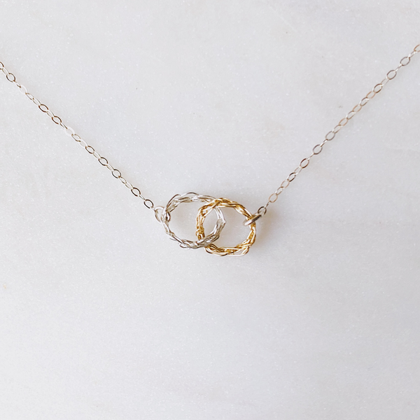 Crocheted Eternity Rings Necklace