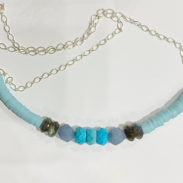Gemstone + Heishe necklace