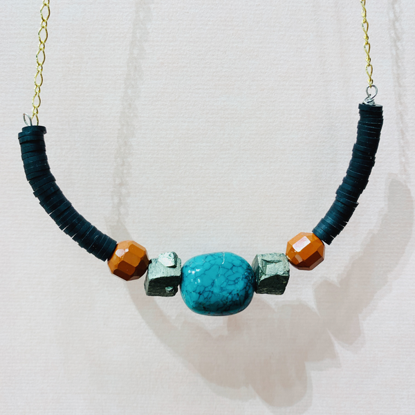 Gemstone + Heishe necklace