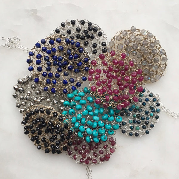 Supernova Jeweled Crocheted Necklace