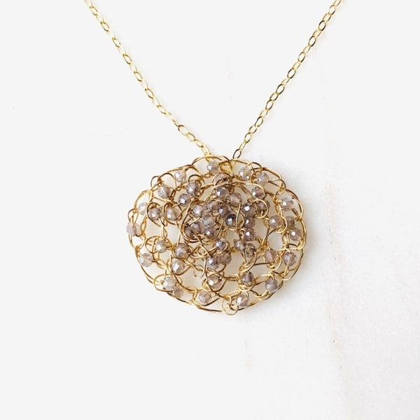 Supernova Jeweled Crocheted Necklace
