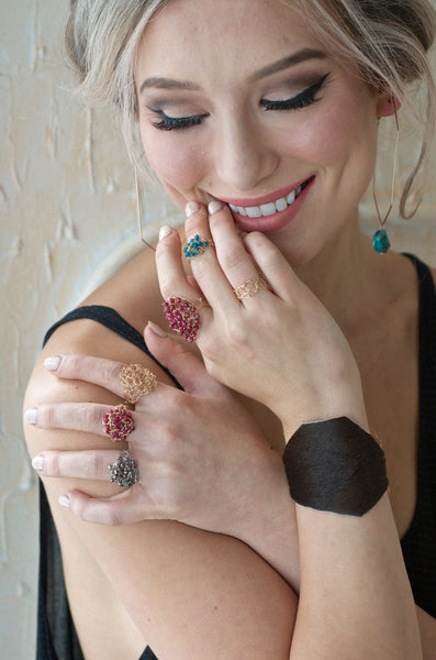 Supernova crochet jeweled ring