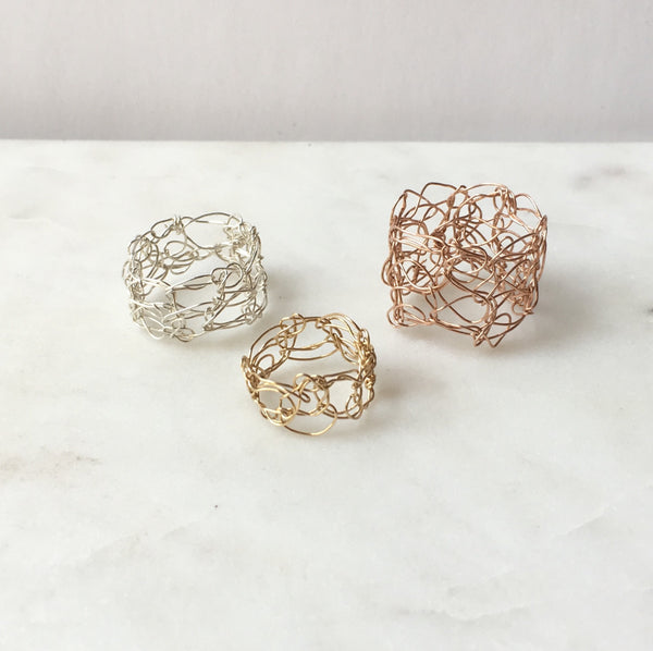 Star crochet band ring