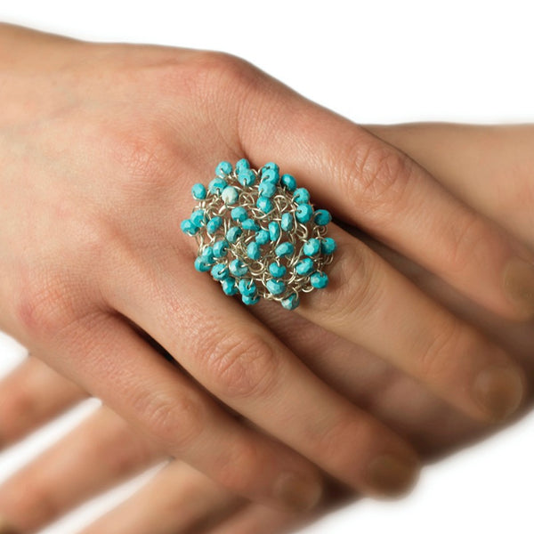 Supernova crochet jeweled ring
