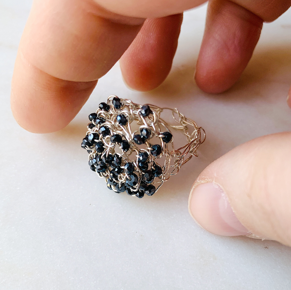 Supernova crochet jeweled ring