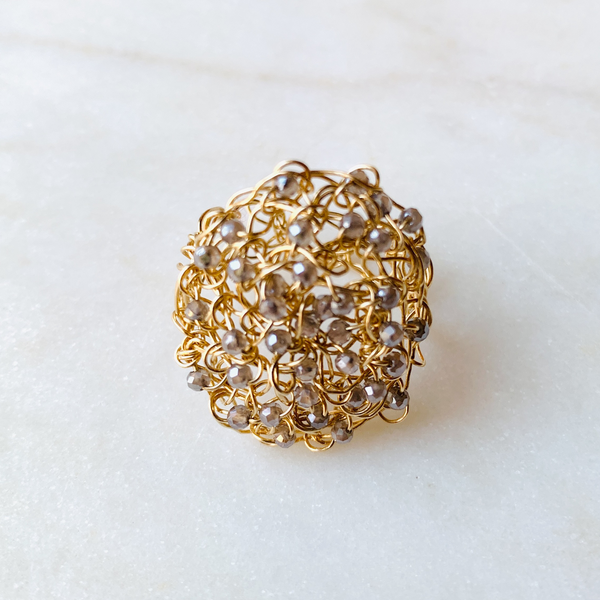 Supernova crochet jeweled ring