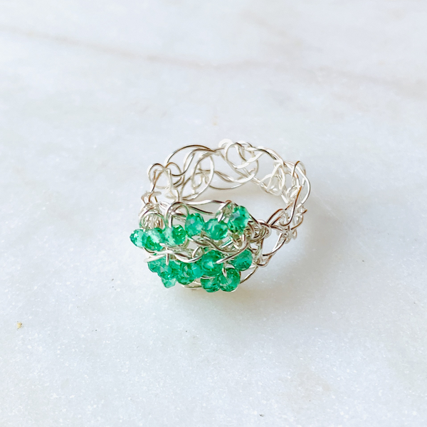 Supernova crochet jeweled ring
