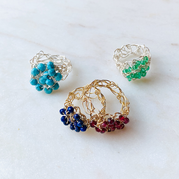 Supernova crochet jeweled ring