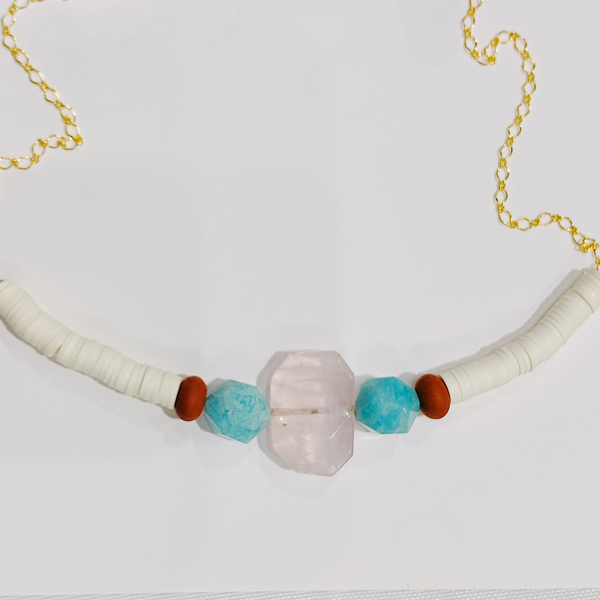 Gemstone + Heishe necklace